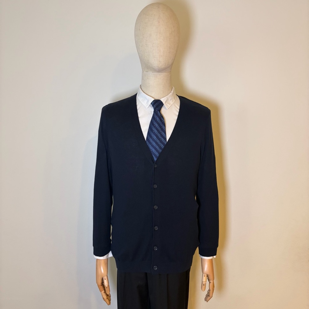 ASOS Men's Navy Blue Cotton Button-Down Cardigan Sweater - Size XS
